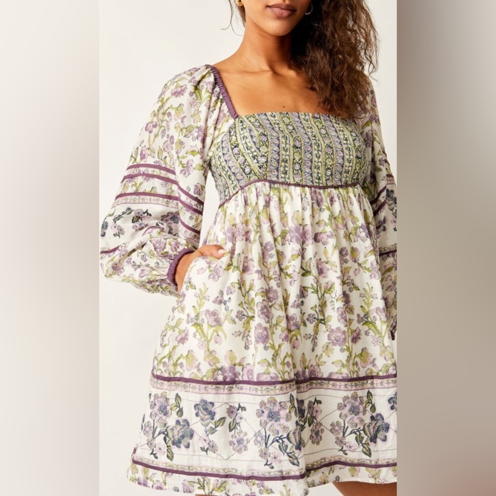 NWT Free People Endless Afternoon Floral Mini Dress Size L - Picture 2 of 9